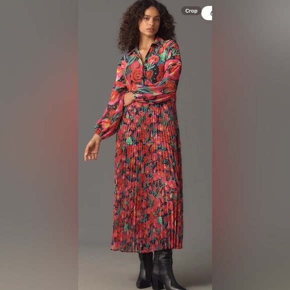NWT FARM Rio size M pleated drop waist maxi dress in floral print - Picture 1 of 14